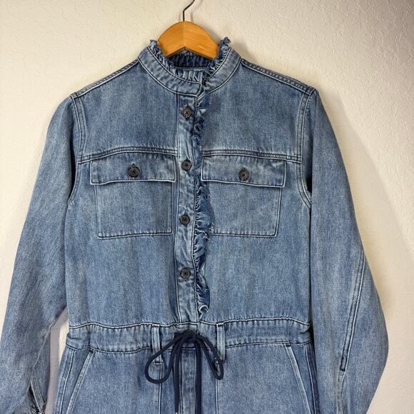 Women's Hudson Long Sleeve Denim Blue Jean Romper Size Small - Picture 3 of 8